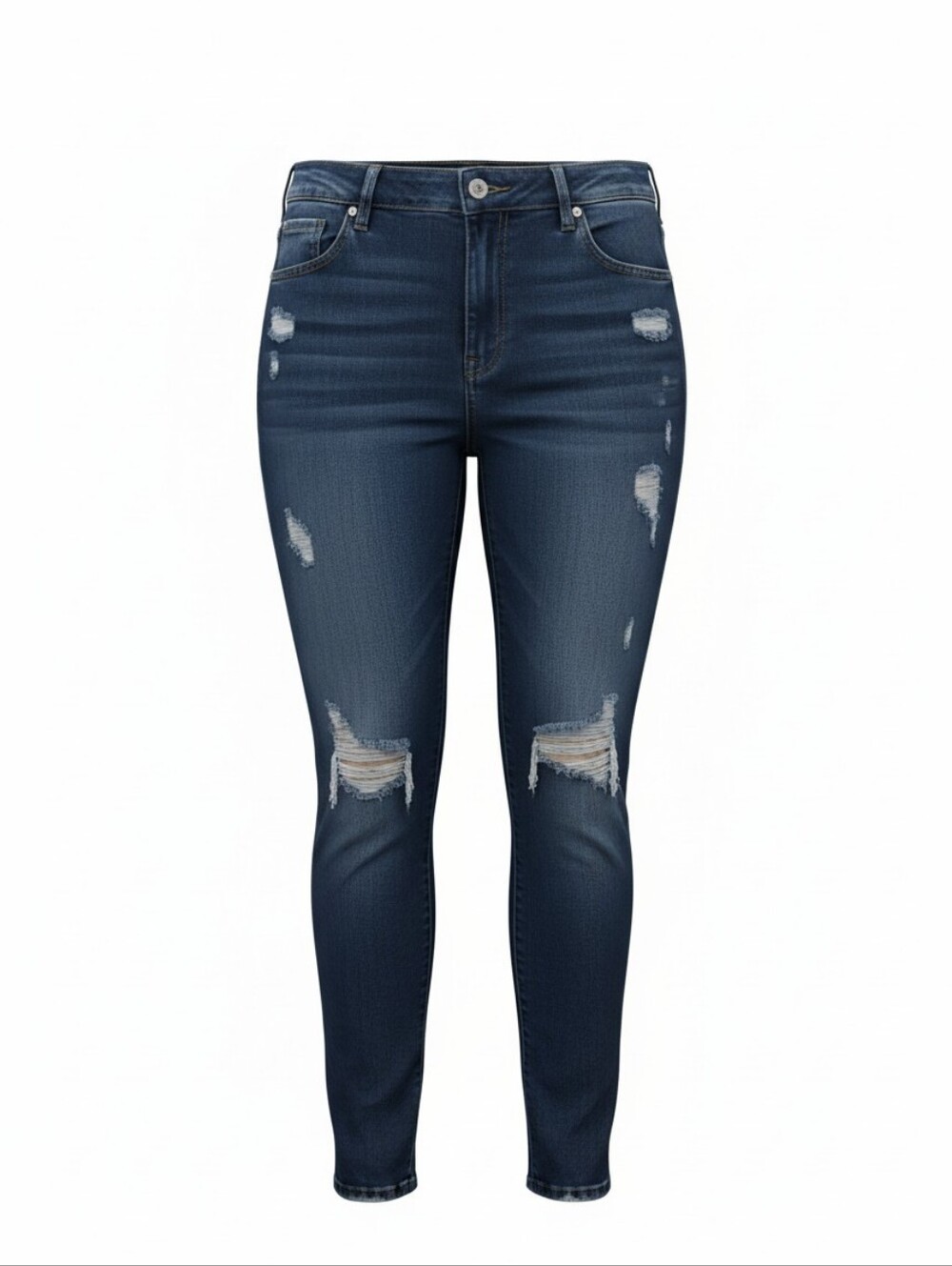 Lane Bryant Womens Plus 24 Regular Distressed Skinny Jeans Dark Wash Raw Hem